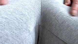 Crotch Touching Fetish in Grey Pyjama Pants