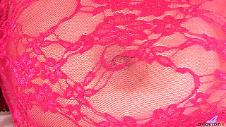 Lady in Red Laced Lingerie