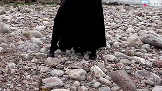 Gas Mask Goddess - Rubber Wetsuit & Pvc Mac Beach Tease