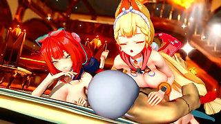 Zenless Zone Zero - FFM Yuzuha and Alice Swap Cock and Take Turns Riding - 3D Hentai Animations