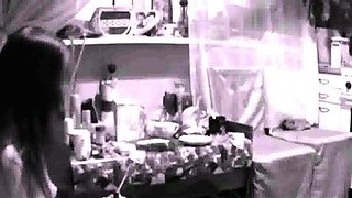 spy cam- naked stepmother puts on make up