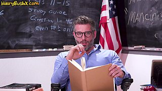 Hairy wild 21yo slut fucked in college by nasty teacher