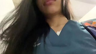 Nurse Marianamx Rubs Herself to Squirting Orgasm in Public Bathroom