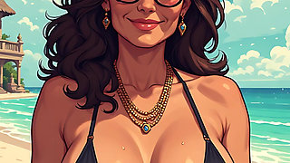 Gorgeous Women at the Beach Bikini Art