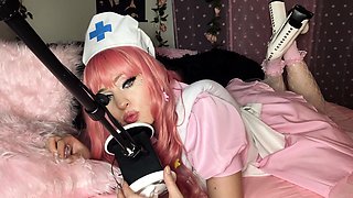 Latex slut solo anal masturbation