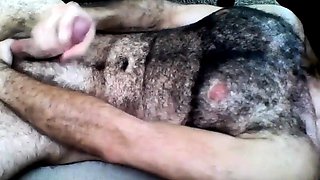 Hairy Horny Daddy Strokes His Big Cock