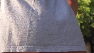 Walking Outdoors and Flashing Ass Under Skirt