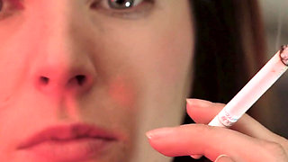 Petite Brunette Close up Smoking Tease
