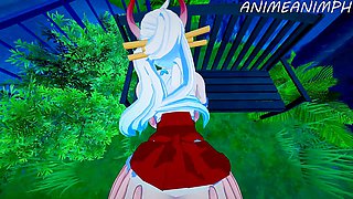 Busty anime babe in one piece gets a tit job and a creamy finish