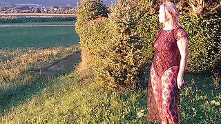 Granny Is Wearing a Sheer Bodysuit Outside