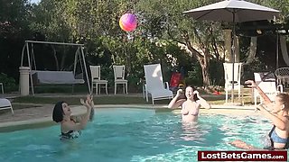 Lesbian Teens Play Strip Volleyball Game on Beach - 18yo Babes Get Naked After Losing Bet