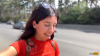 Public Blowjob in the Bushes with Stranger and Crazy Cumwalk Covered in Cum