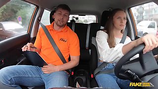 Brunette Deep-Throats in POV Car