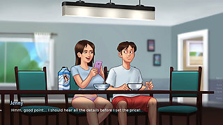 Paid Stepsis to Touch her Big Tits - Summertime Saga