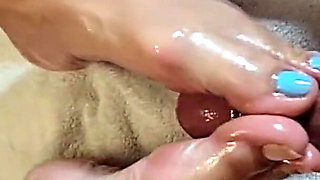 Foot Job Massage with Close up view on Feet