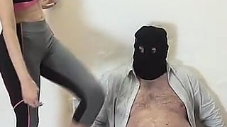 Gym Babe Dominates Fat Masked Submissive