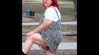 Hog warts Jumper and crazy spike boots in a local park flashing