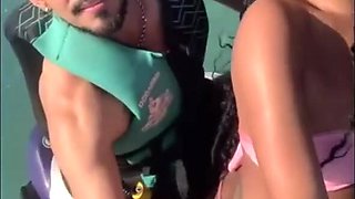 Spending time with ebony latina bitch on the speedboat real good