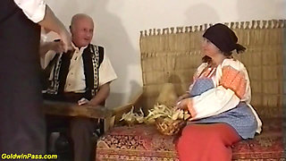 75 years old granny first threesome