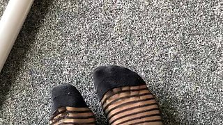 Flexible foot fetish masturbating with feet and hands