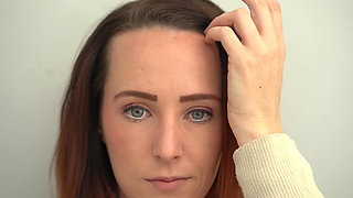 Extreme Close up Blue Eyed Redhead Smoking