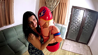 Inflatable Wrestler Cum Play. Dirty Talk, Doggy and Cum Licking