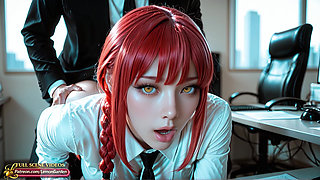 Makima gets fucked hard in the office dominating like a boss 3d Hentai Ai generated anime porn