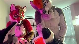 Two amateur gals threesome with stranger