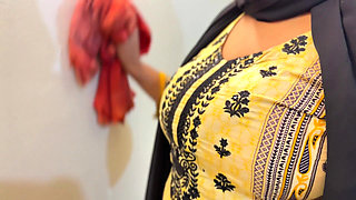 My Beautiful Big Ass & Big Tits Hot Roommate Without Pant Wearing Hijab Kamiz Panty & Clean Our Room