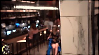 Club Dress Leaves Lily Maes Pussy Exposed At The Crowded Bar