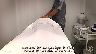 Blonde fitness model fucking her massage therapist