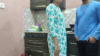 Beautiful Indian Step Mom Pussy and Ass Fucked Hard by Step Son While He Is in Kitchen to Seducing
