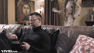 Smiling Seth Gamble and Abigail Mac at cowgirl smut