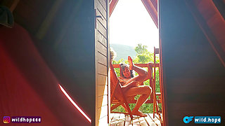 Colombian brunette has sex in a cabin in the woods