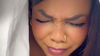 Ebony Step Mom caught Step Son jerking off pretending sex doll