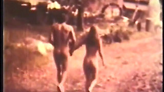 Retro Blonde Beauty Michelle Angelo and Her Friend Like to Walk Naked in the Countryside
