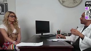 Sexy light-haired in glasses gives a hot blowage and