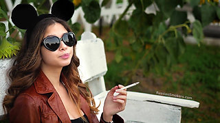 Sensual Russian Angel Smoking Cigarette in Sunlight