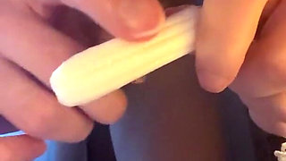 Tampon Insertion Close up - Russian Girl Stuffs Her Pussy with Dirty Talk