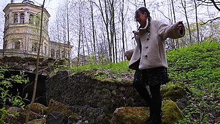 Outdoor solo scene with Sasha masturbating