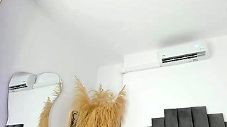 Big tit shemale jerks her long cock