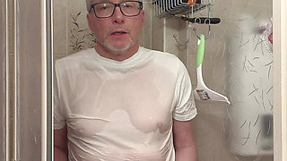 Wet T-shirt and Wet Underpants While Showering