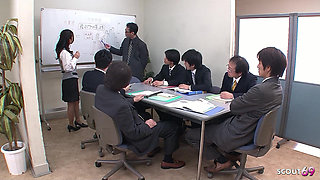Crazy uncensored JAV Bukkake Orgy for Japanese Secretary at Meeting in Office by her Co-Worker