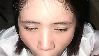 Asian Student Model Blowjob Deepthroat Swallows