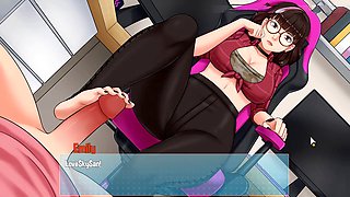 Dark princess gives me a footjob during building chores