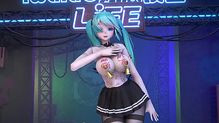 Hatsune Double Ponytail Nipple Nail Meat Urinal Obscene Pattern Student Jk Uniform Opening Black Silk