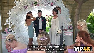 VIP4K. Hot bride is having a rough sex with a master of ceremonies, guests are shocked