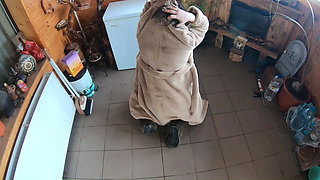 Golden Dress, Fur & Smoking - Hairy Pussy, Deep Blowjob & Hard Doggy on a Freezer