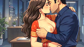 Indian secretary marries hardcore Dia in the night office promotion animation ( AI generated )