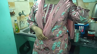 Maid aunty was sick so she sent her virgin step-daughter for work today